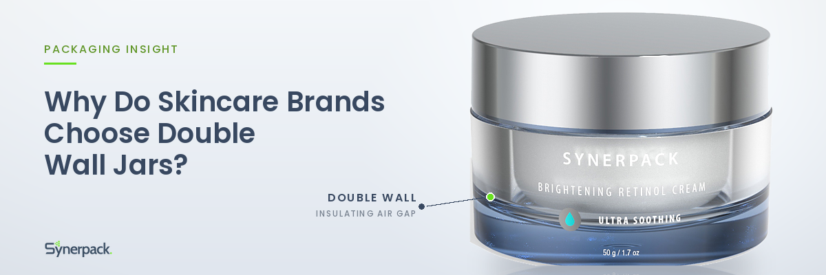 Synerpack double wall jar with a brushed-silver cap and insulating air gap between the walls